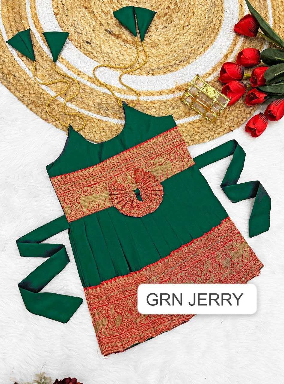 Ynf Soft Tapeta Silk RIN204 Tapeta Kids Wear Festive Collections Wholesale Girls Frock Kids Festive Wear Kids Silk Dress Manufacturer- Kids Exports