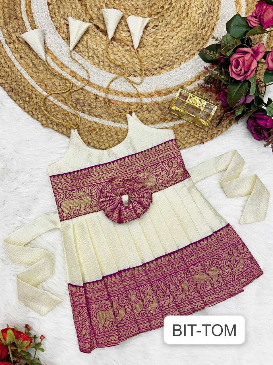 Ynf Soft Tapeta Silk RIN204 Tapeta Kids Wear Festive Collections Wholesale Girls Frock Kids Festive Wear Kids Silk Dress Manufacturer- Kids Exports