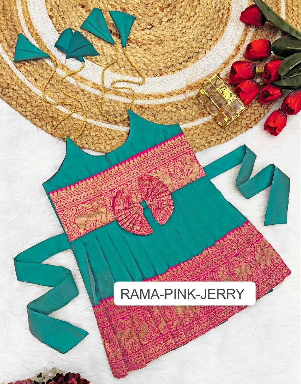 Ynf Soft Tapeta Silk RIN204 Tapeta Kids Wear Festive Collections Wholesale Girls Frock Kids Festive Wear Kids Silk Dress Manufacturer- Kids Exports