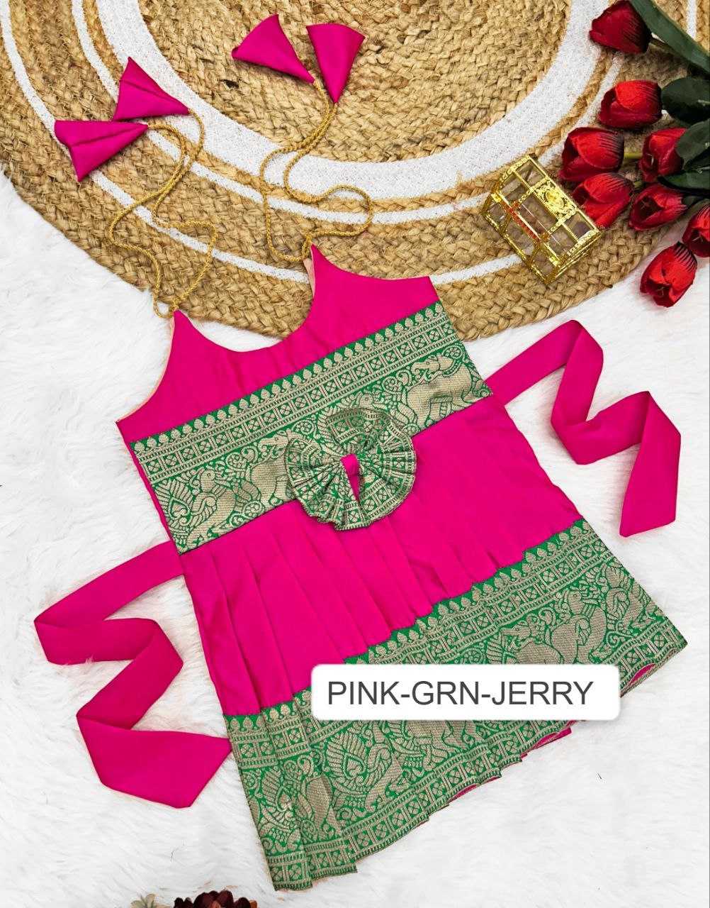 Ynf Soft Tapeta Silk RIN204 Tapeta Kids Wear Festive Collections Wholesale Girls Frock Kids Festive Wear Kids Silk Dress Manufacturer- Kids Exports