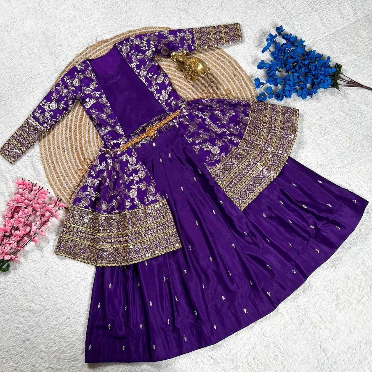 Ynf Zari Silk KESH505 LIMKA Kids Wear Wholesale Kids Wedding Outfits Kids Traditional Jackets Kids Party Wear Ethnic Manufacturer- Kids Exports
