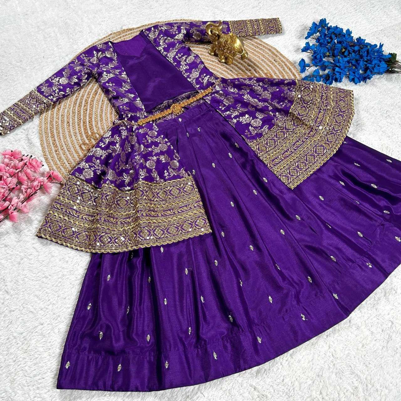 Ynf Zari Silk KESH505 LIMKA Kids Wear Wholesale Kids Wedding Outfits Kids Traditional Jackets Kids Party Wear Ethnic Manufacturer- Kids Exports