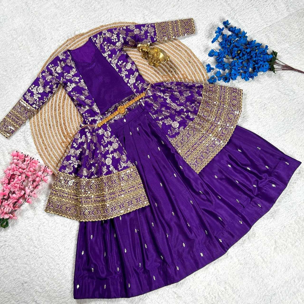 Ynf Zari Silk KESH505 LIMKA Kids Wear Wholesale Kids Wedding Outfits Kids Traditional Jackets Kids Party Wear Ethnic Manufacturer- Kids Exports