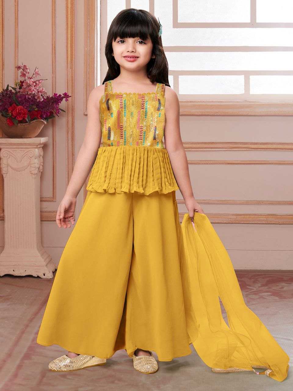 Ynf Crepe KESH461 138 Kids Wear Wholesale Kids Sharara Kids Suit Girls Ethnic Wear Manufacturer- Kids Exports