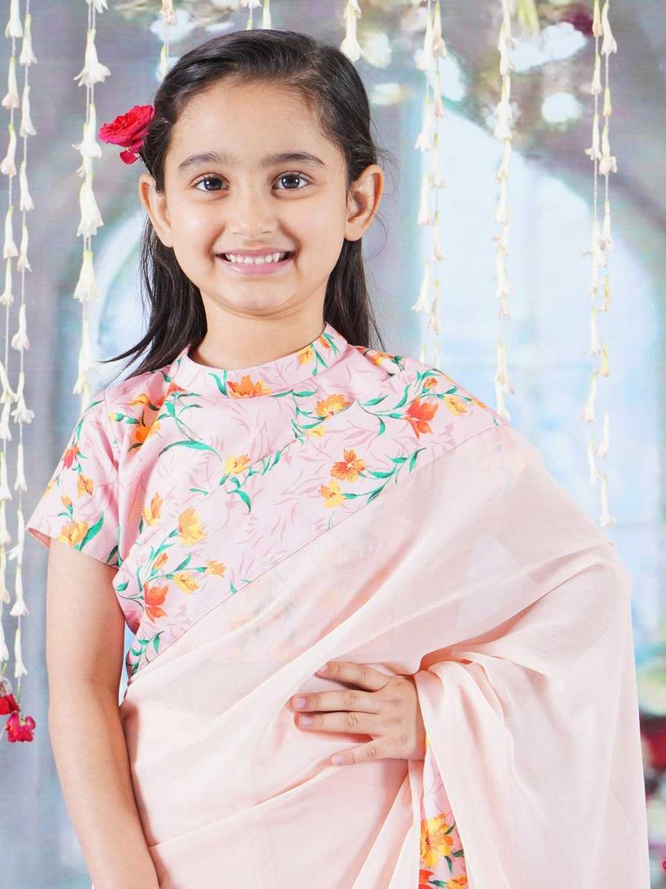 Ynf Georgette KESH505 Hooks Kids Wear Festive Collections Wholesale Kids Saree Dress Kids Festive Wear Kids Party Wear Ethnic Manufacturer- Kids Exports