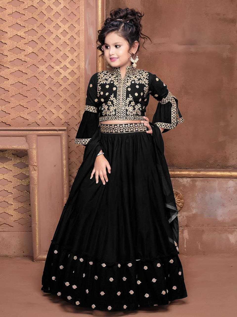 Ynf Handloom Silk RIN204 AEKADASHI LILEN Kids Wear Wholesale Kids Lehenga Kids Nightwear Kids Ghagra Choli Manufacturer- Kids Exports