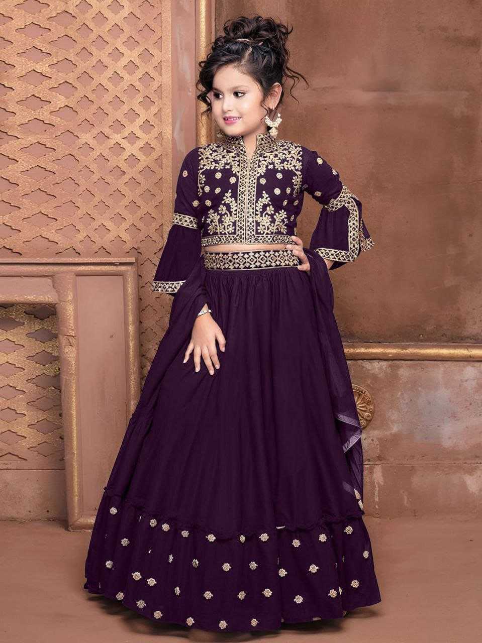 Ynf Handloom Silk RIN204 AEKADASHI LILEN Kids Wear Wholesale Kids Lehenga Kids Nightwear Kids Ghagra Choli Manufacturer- Kids Exports