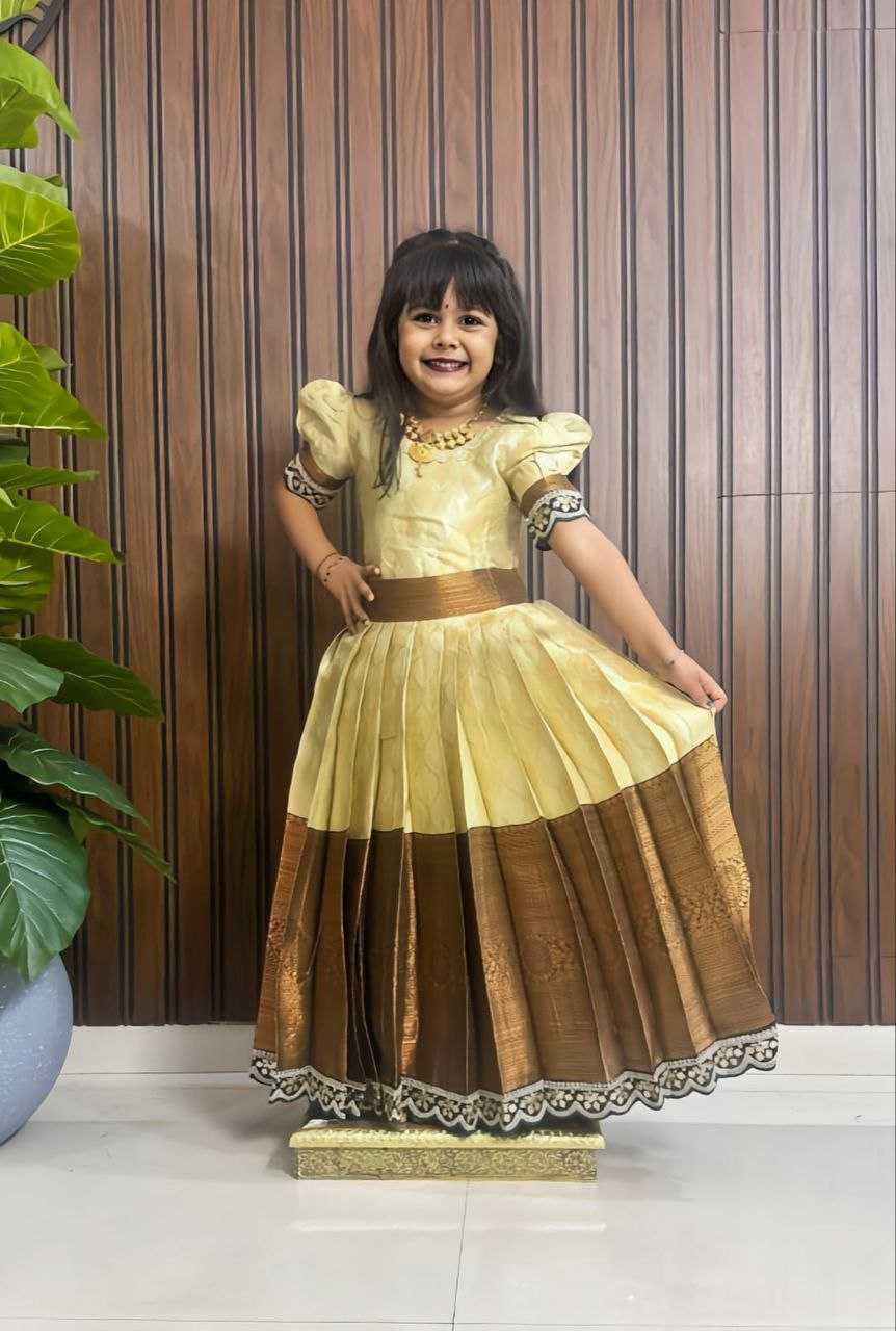 Ynf Kanjivaram Silk RIN161 ANKURI Kids Wear Wholesale Kids Gown Kids Frocks Girls Frock Manufacturer- Kids Exports