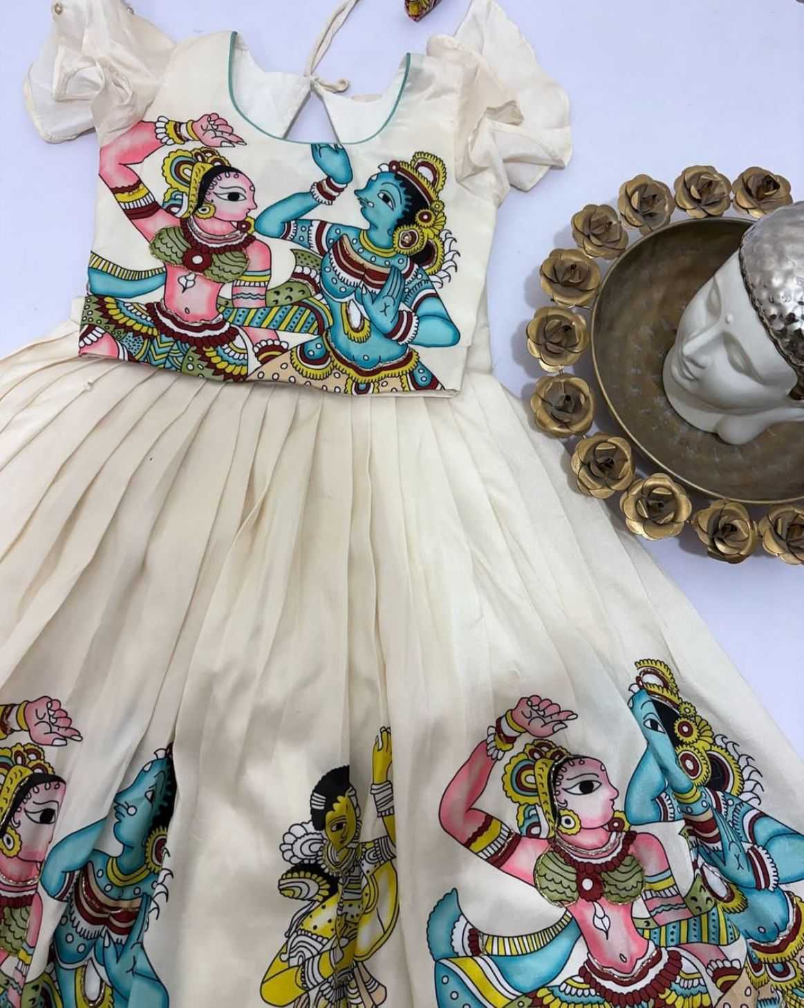 Ynf Pure Silk KESH578 Radha Krishna Kids Wear Festive Collections Wholesale Kids Gown Kids Ethnic Gowns Onam Collections Manufacturer- Kids Exports