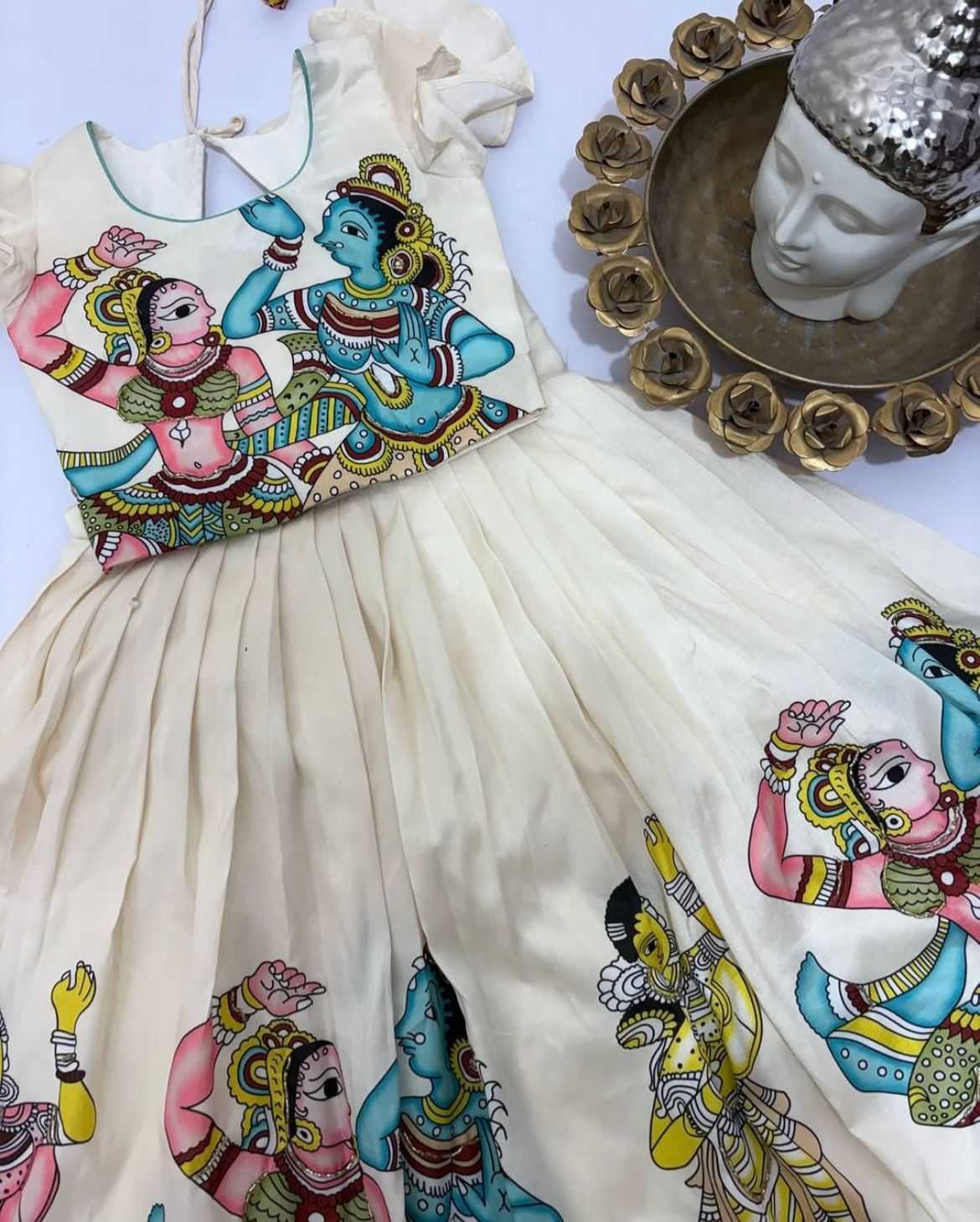 Ynf Pure Silk KESH578 Radha Krishna Kids Wear Festive Collections Wholesale Kids Gown Kids Ethnic Gowns Onam Collections Manufacturer- Kids Exports