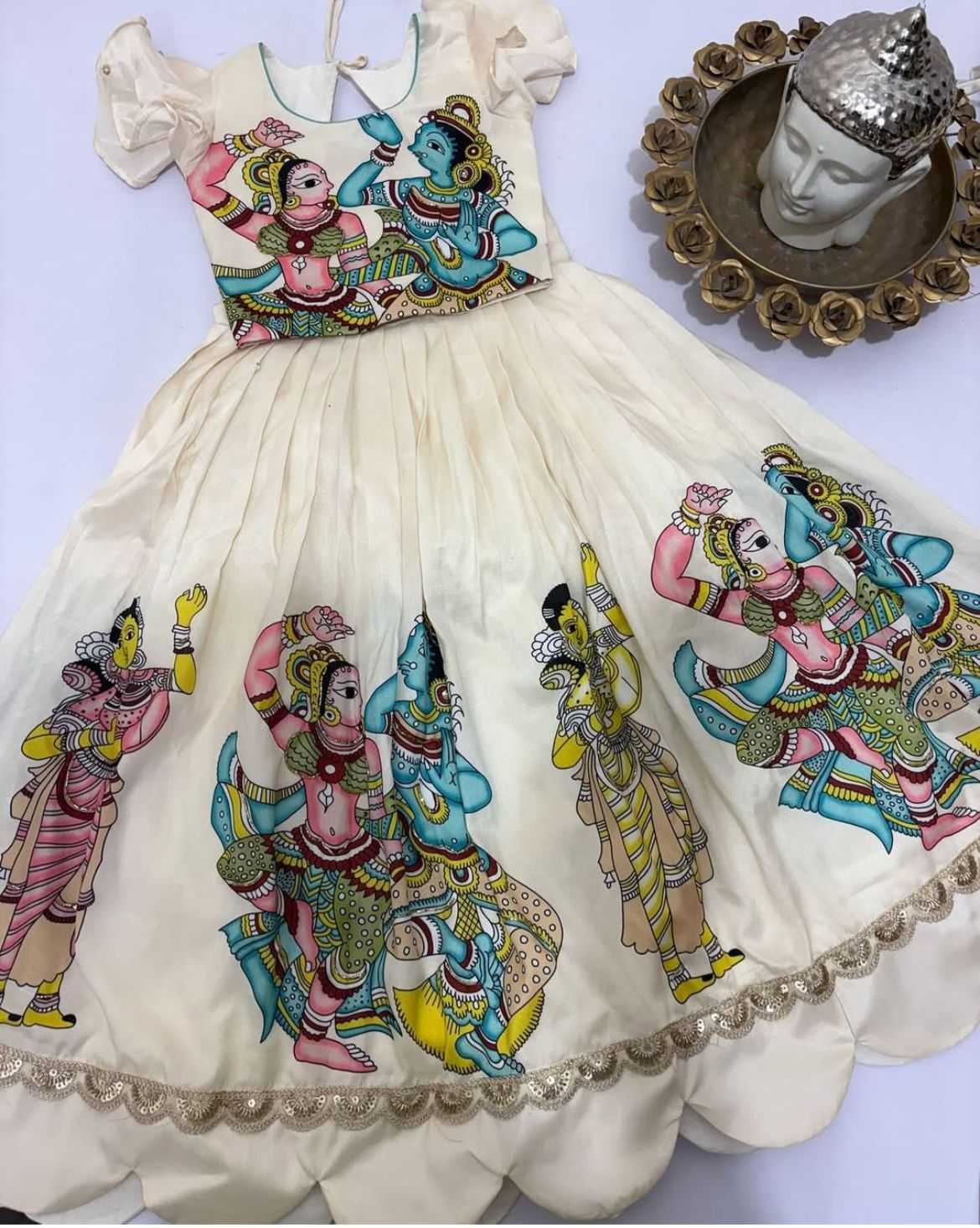 Ynf Pure Silk KESH578 Radha Krishna Kids Wear Festive Collections Wholesale Kids Gown Kids Ethnic Gowns Onam Collections Manufacturer- Kids Exports