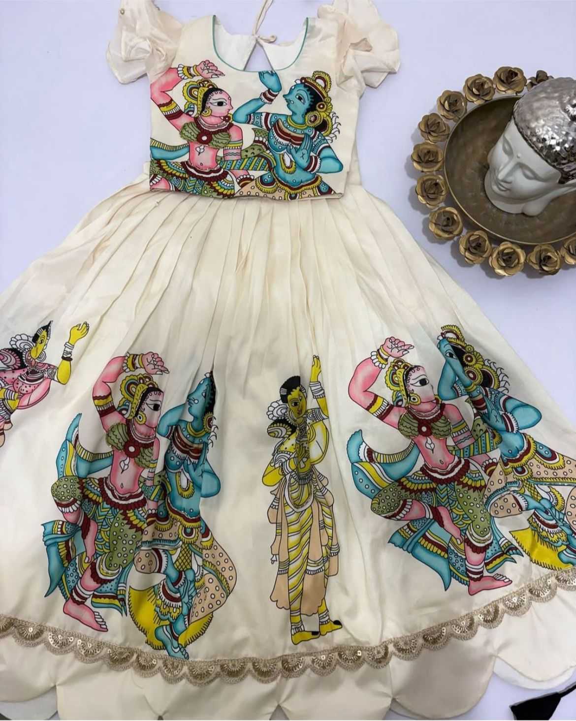 Ynf Pure Silk KESH578 Radha Krishna Kids Wear Festive Collections Wholesale Kids Gown Kids Ethnic Gowns Onam Collections Manufacturer- Kids Exports