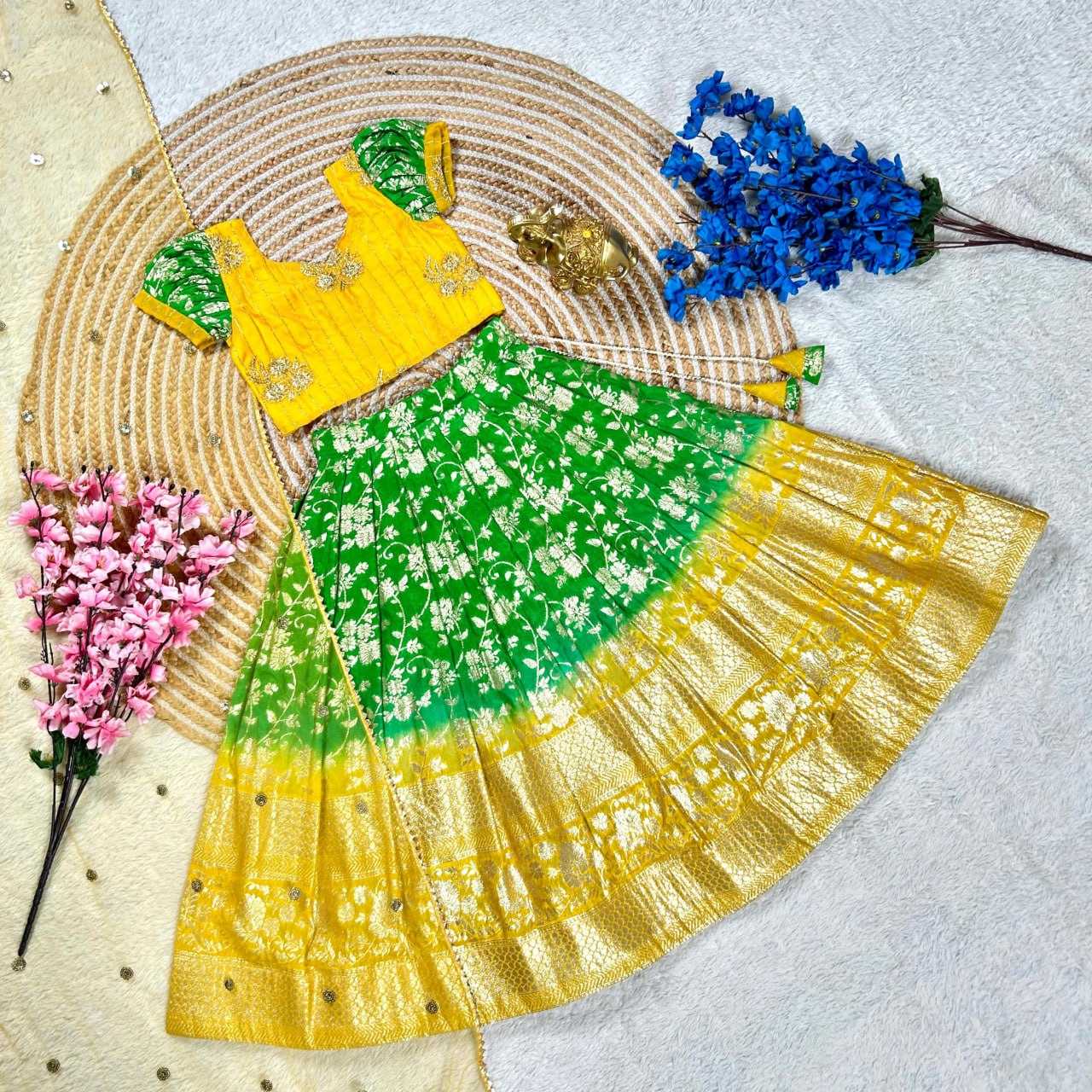 Ynf Tabby Silk Organza KESH505 Tabby Kids Wear Wholesale Kids Lehenga Kids Ghagra Choli Kids Festive Wear Manufacturer- Kids Exports