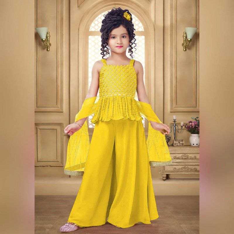Ynf Crepe KESH461 166 Kids Wear Wholesale Kids Top & Pant Embroidered Frock Kids Festive Wear Manufacturer- Kids Exports