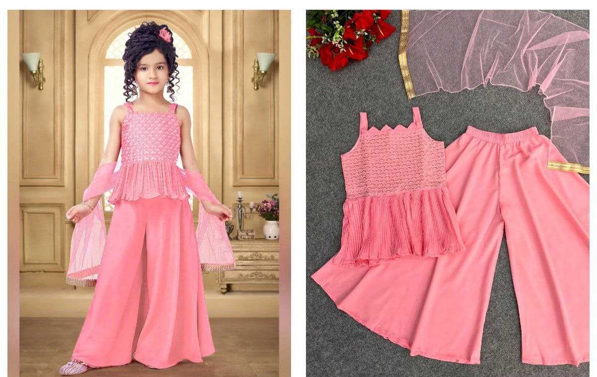 Ynf Crepe KESH461 166 Kids Wear Wholesale Kids Top & Pant Embroidered Frock Kids Festive Wear Manufacturer- Kids Exports