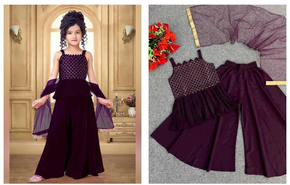 Ynf Crepe KESH461 166 Kids Wear Wholesale Kids Top & Pant Embroidered Frock Kids Festive Wear Manufacturer- Kids Exports