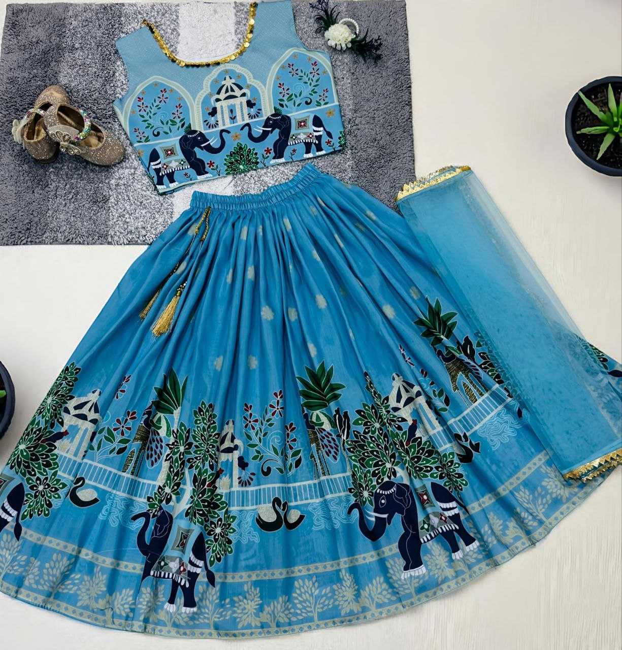 Ynf Muslin KESH461 162 Kids Wear Wholesale Kids Lehenga Kids Ethnic Wear Kids Diwali Clothes Manufacturer- Kids Exports