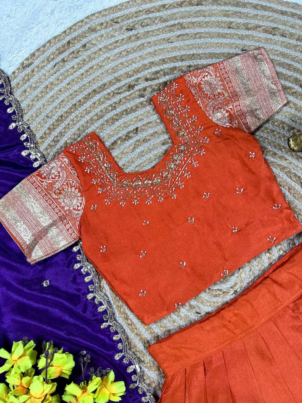 Ynf Tissue Silk KESH505 dazzle Kids Wear Wholesale Kids Ethnic Wear Kids Lehenga Choli Kids Navratri Outfits Manufacturer- Kids Exports