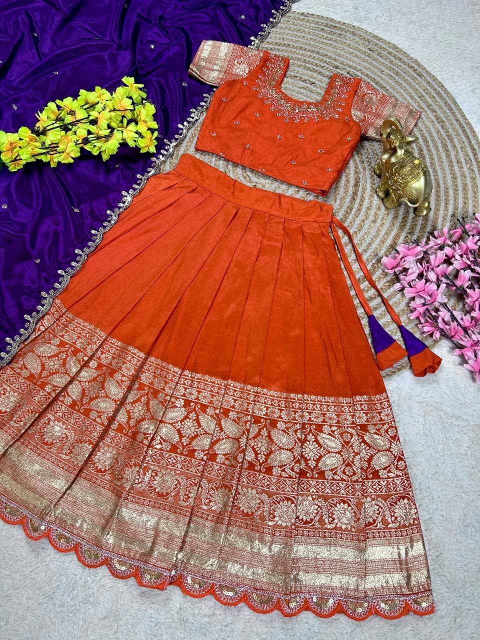Ynf Tissue Silk KESH505 dazzle Kids Wear Wholesale Kids Ethnic Wear Kids Lehenga Choli Kids Navratri Outfits Manufacturer- Kids Exports