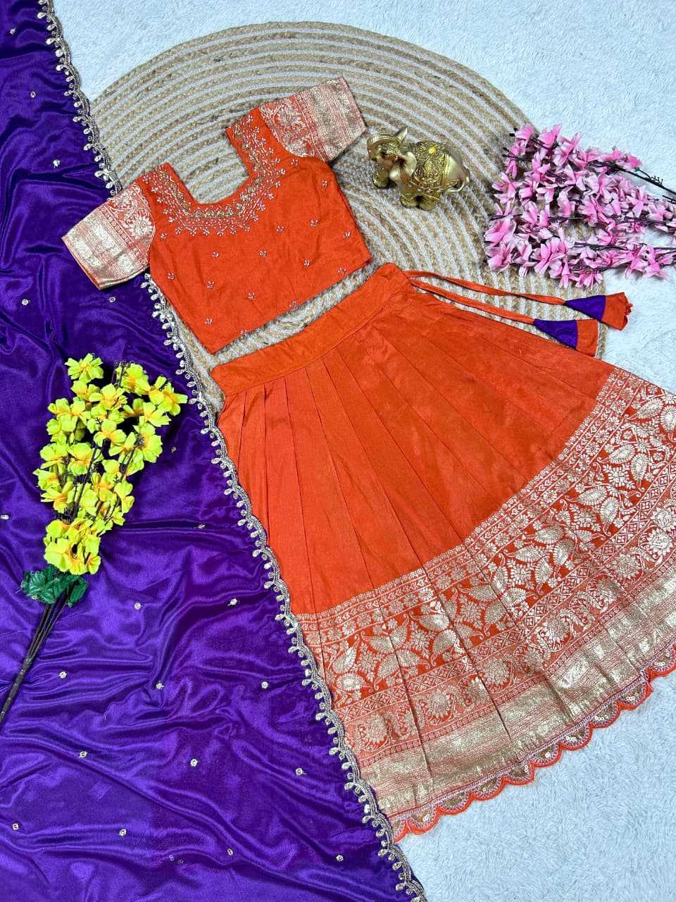 Ynf Tissue Silk KESH505 dazzle Kids Wear Wholesale Kids Ethnic Wear Kids Lehenga Choli Kids Navratri Outfits Manufacturer- Kids Exports