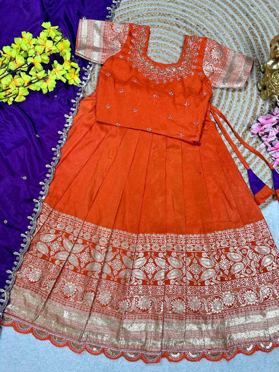 Ynf Tissue Silk KESH505 dazzle Kids Wear Wholesale Kids Ethnic Wear Kids Lehenga Choli Kids Navratri Outfits Manufacturer- Kids Exports
