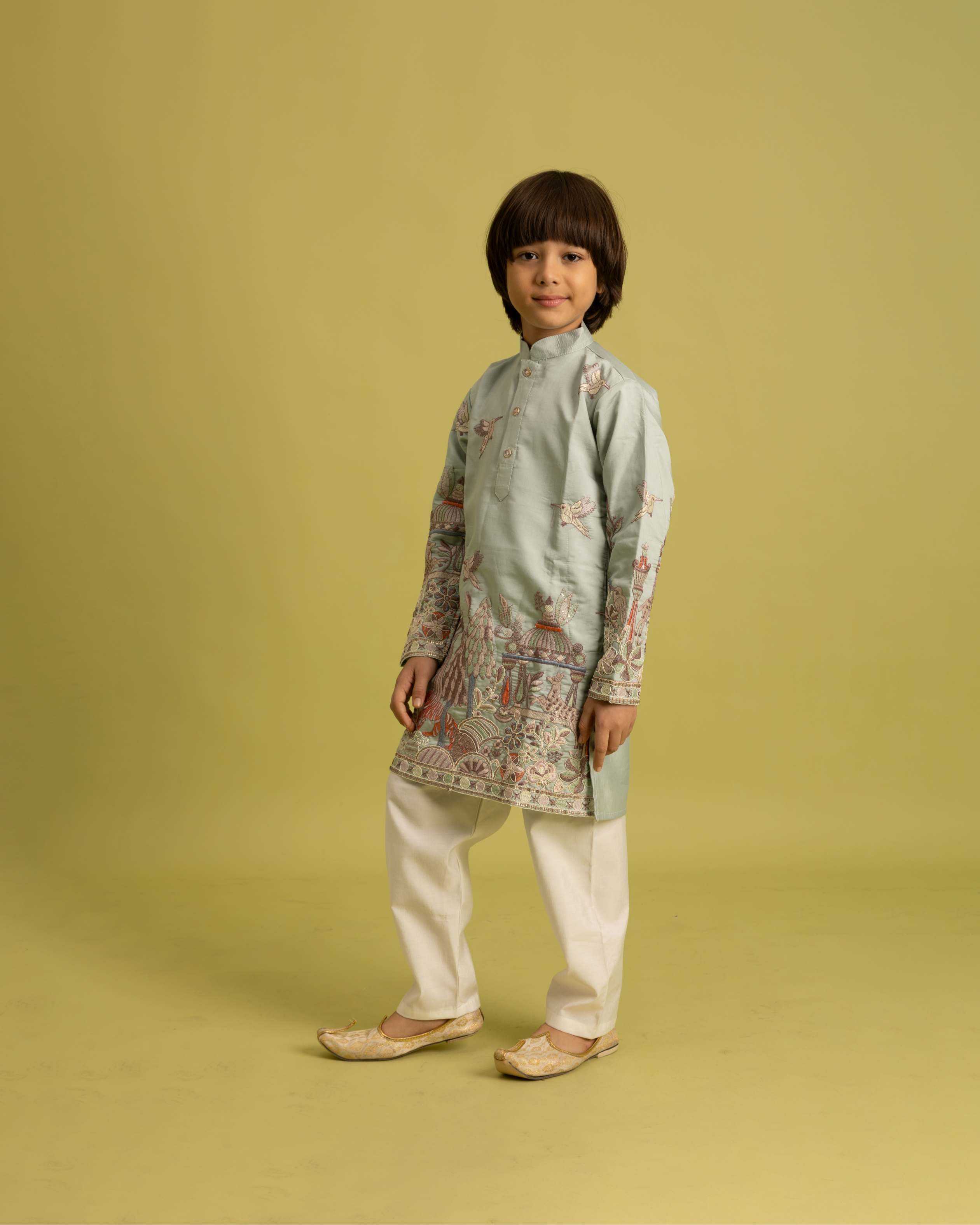 Ynf Viscose RIN202 VANTARA 91041 Kids Wear Wholesale Boys Kurta Pyjama Kids Ethnic Wear Kids Festive Wear Manufacturer- Kids Exports
