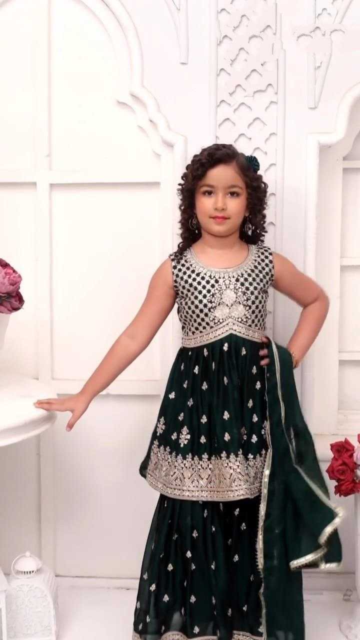 Ynf Chinon KESH167 QUEEN Kids Wear Wholesale Kids Sharara Kids Festive Wear Kids Diwali Clothes Manufacturer- Kids Exports