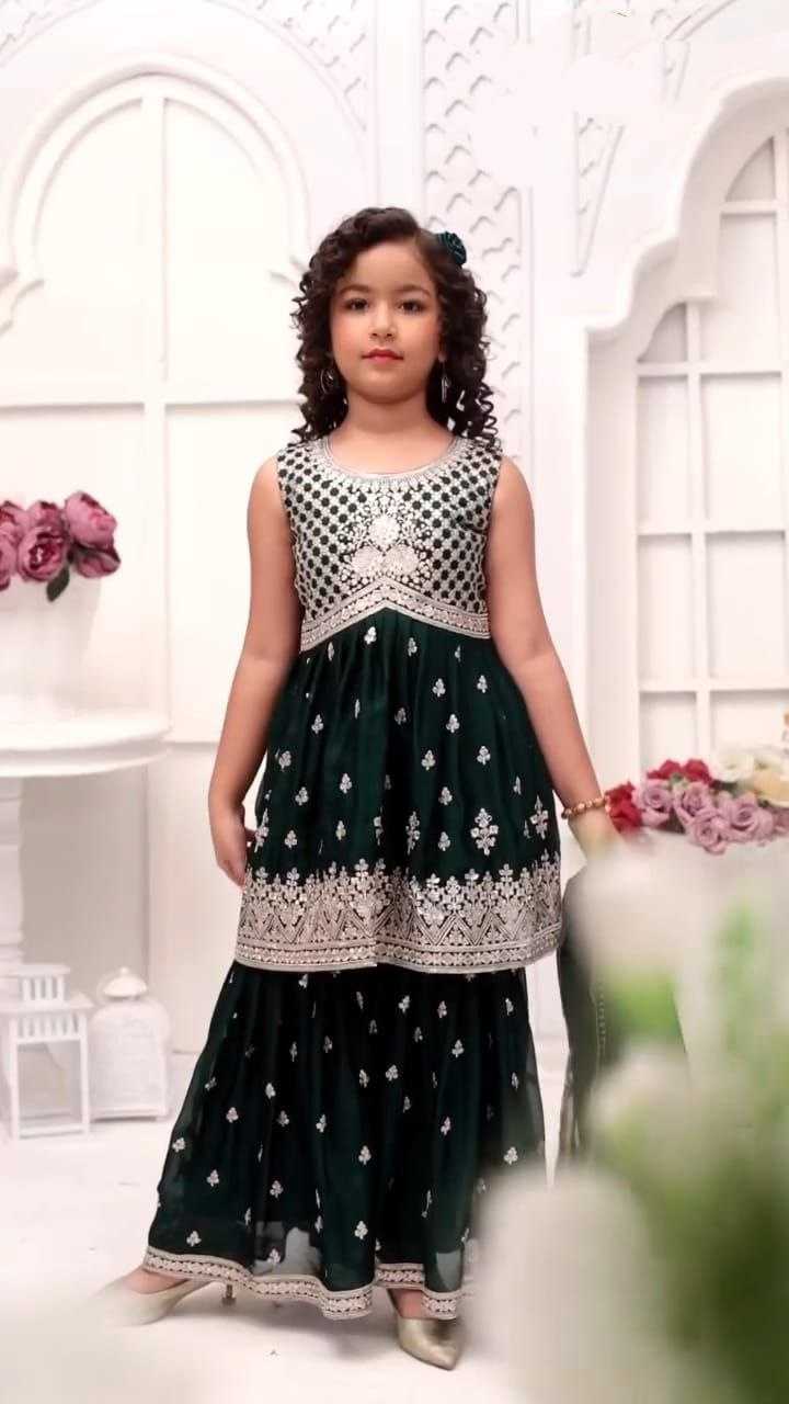 Ynf Chinon KESH167 QUEEN Kids Wear Wholesale Kids Sharara Kids Festive Wear Kids Diwali Clothes Manufacturer- Kids Exports