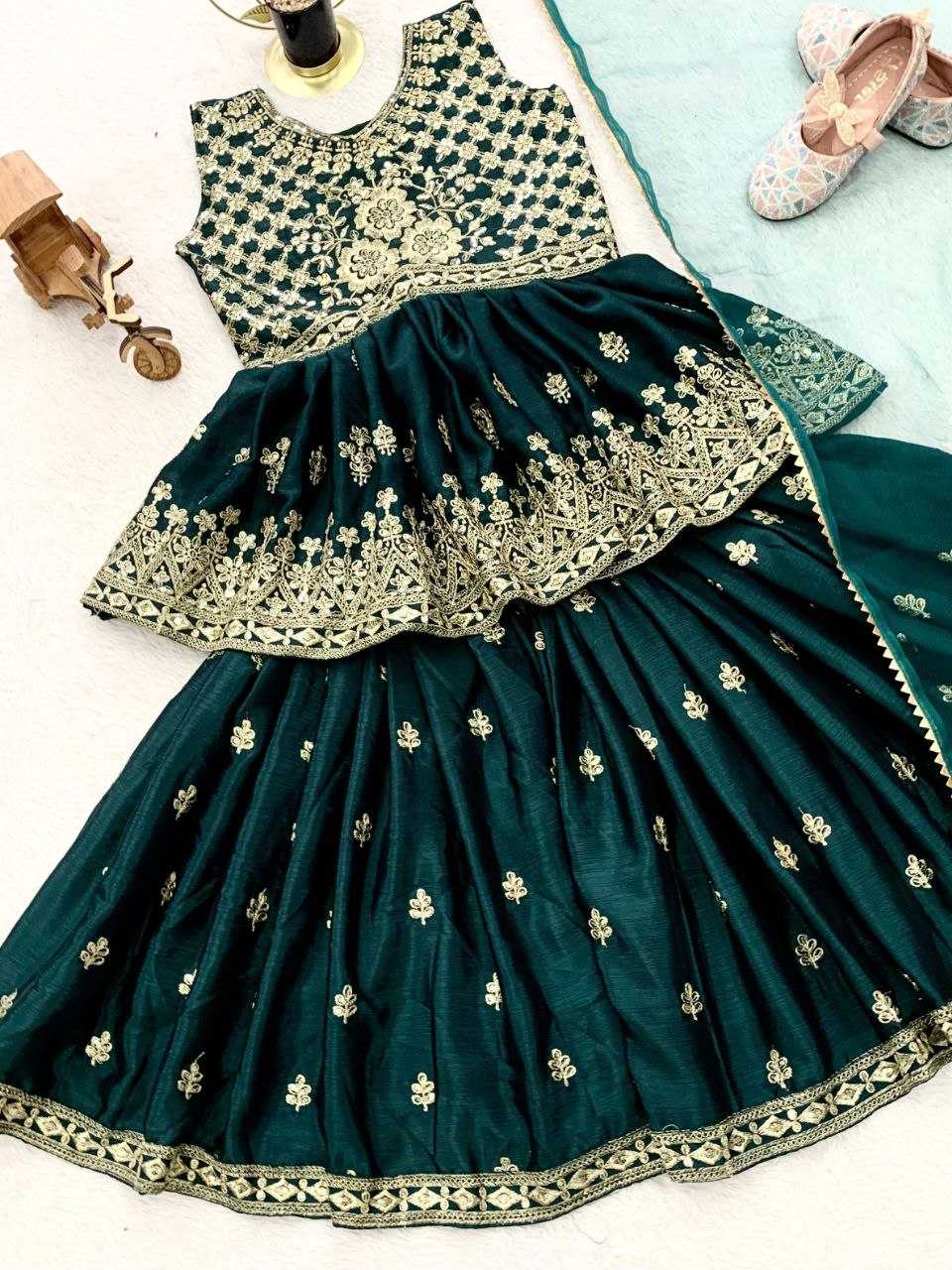 Ynf Chinon KESH167 QUEEN Kids Wear Wholesale Kids Sharara Kids Festive Wear Kids Diwali Clothes Manufacturer- Kids Exports