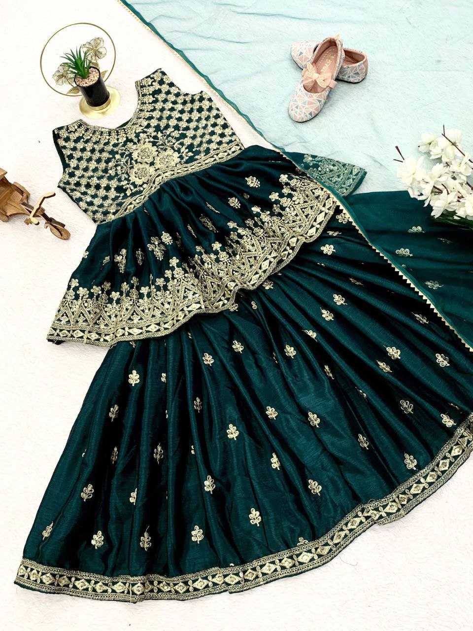 Ynf Chinon KESH167 QUEEN Kids Wear Wholesale Kids Sharara Kids Festive Wear Kids Diwali Clothes Manufacturer- Kids Exports