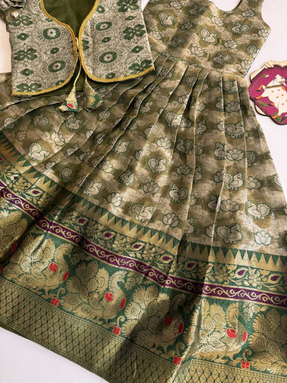 Ynf Kanjivaram Silk RIN235 KOMAL Kids Wear Wholesale Kids Frocks Girls Frock Kids Designer Frock Manufacturer- Kids Exports