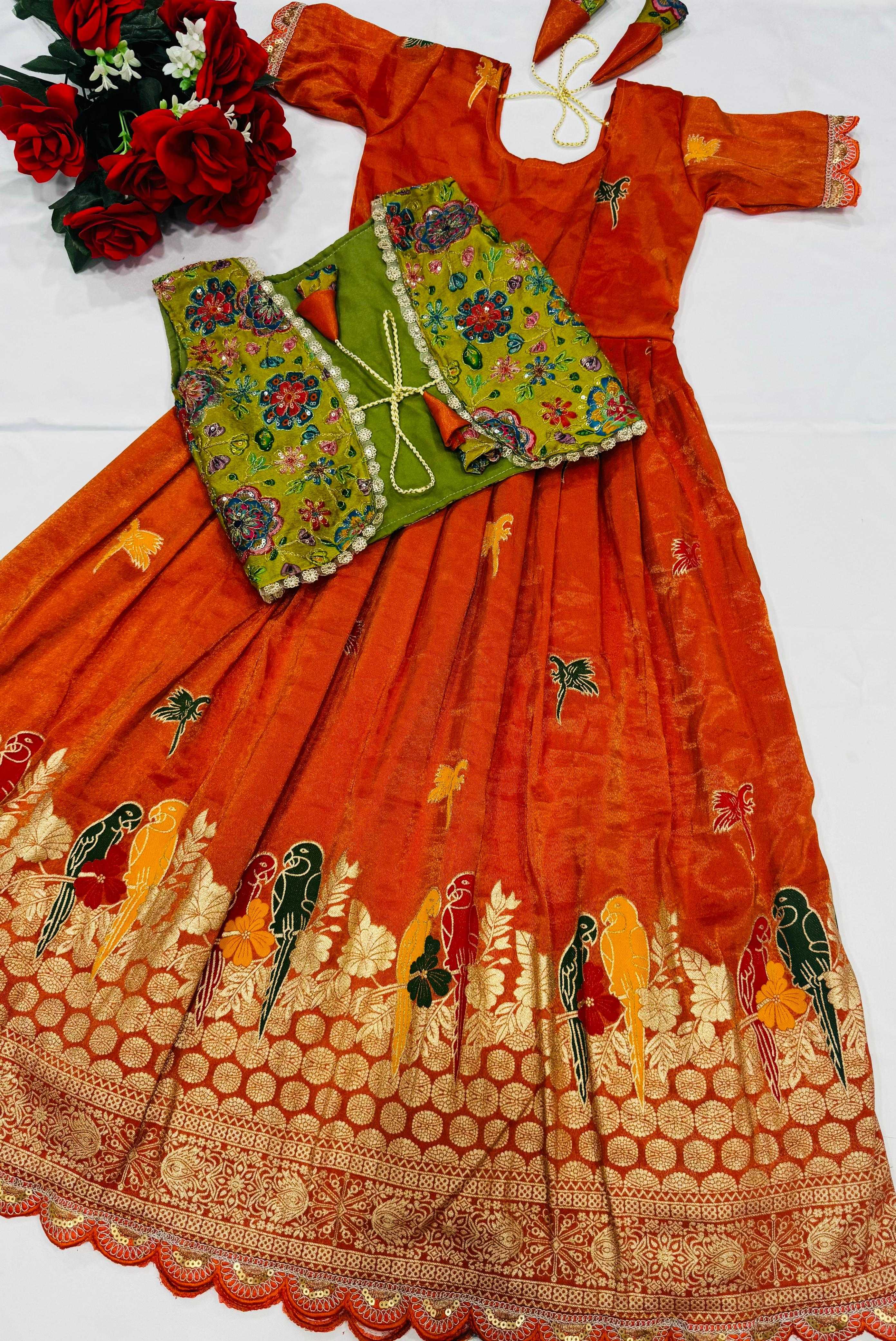 Ynf Tissue Silk RIN235 QUEEN Kids Wear Wholesale Kids Gown Kids Anarkali Suits Kids Ethnic Gowns Manufacturer- Kids Exports