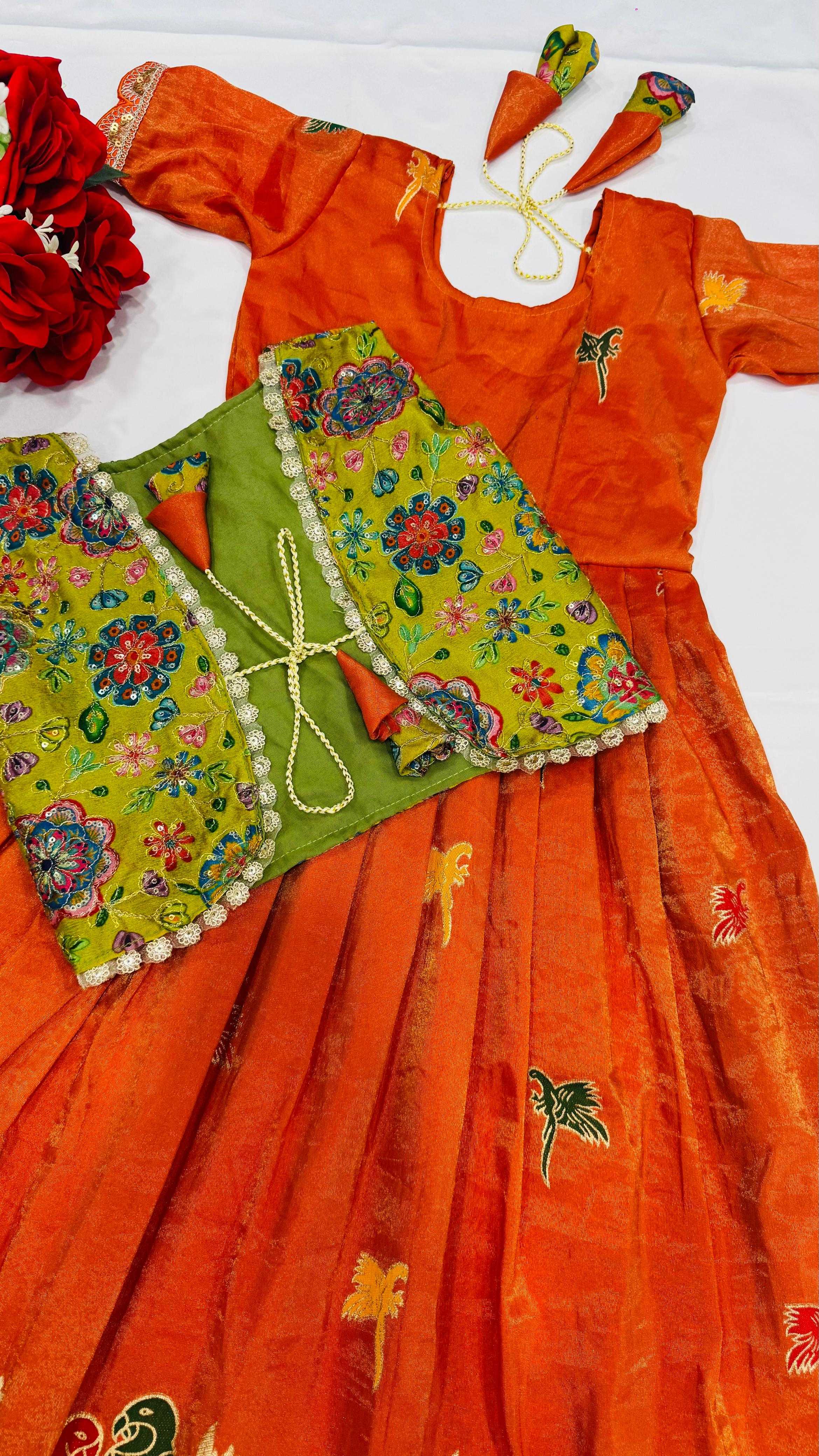 Ynf Tissue Silk RIN235 QUEEN Kids Wear Wholesale Kids Gown Kids Anarkali Suits Kids Ethnic Gowns Manufacturer- Kids Exports