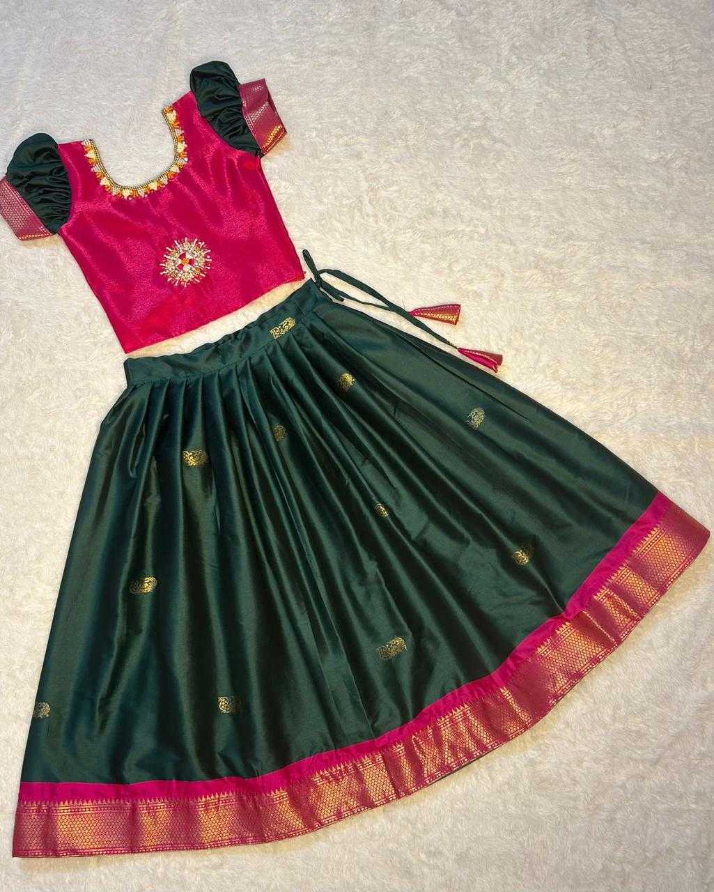 Ynf Aura Silk RIN235 Sankranti Kids Wear Wholesale Kids Lehenga Kids Traditional Outfits Kids Navratri Outfits Manufacturer- Kids Exports