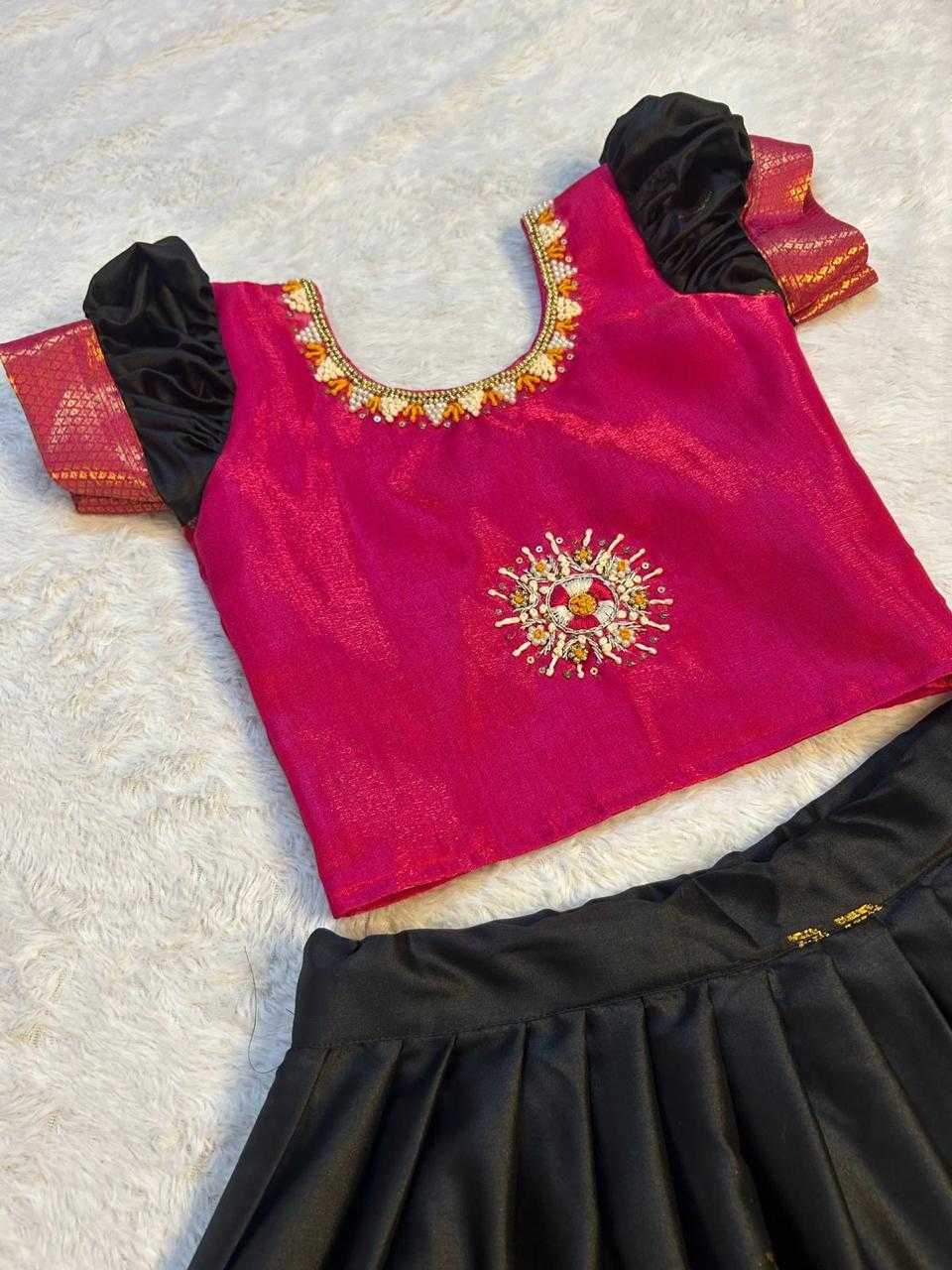 Ynf Aura Silk RIN235 Sankranti Kids Wear Wholesale Kids Lehenga Kids Traditional Outfits Kids Navratri Outfits Manufacturer- Kids Exports