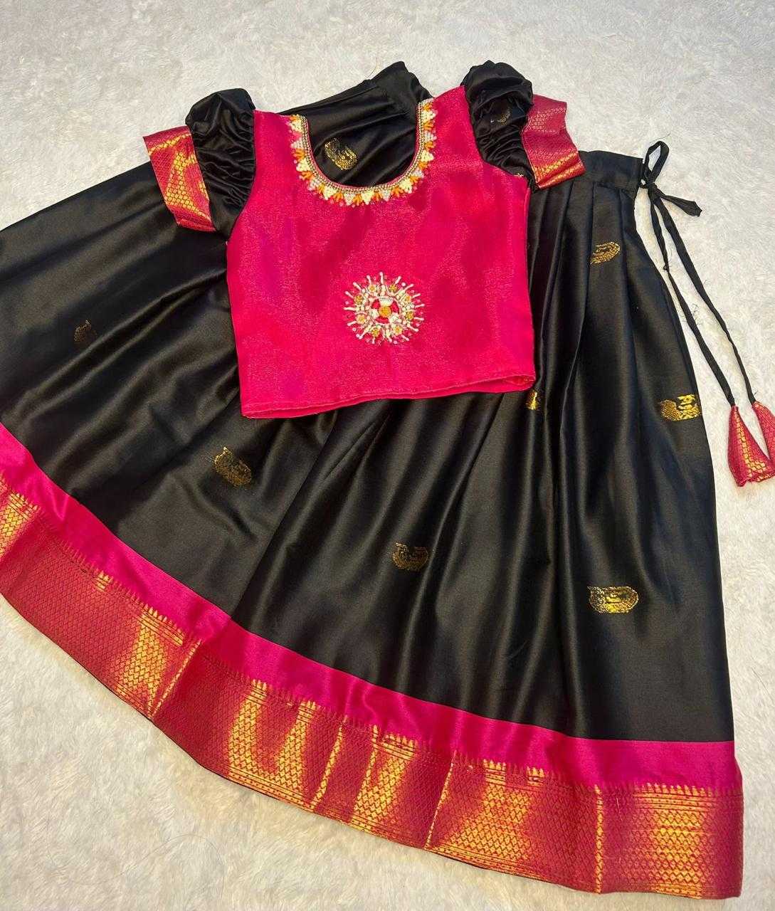 Ynf Aura Silk RIN235 Sankranti Kids Wear Wholesale Kids Lehenga Kids Traditional Outfits Kids Navratri Outfits Manufacturer- Kids Exports