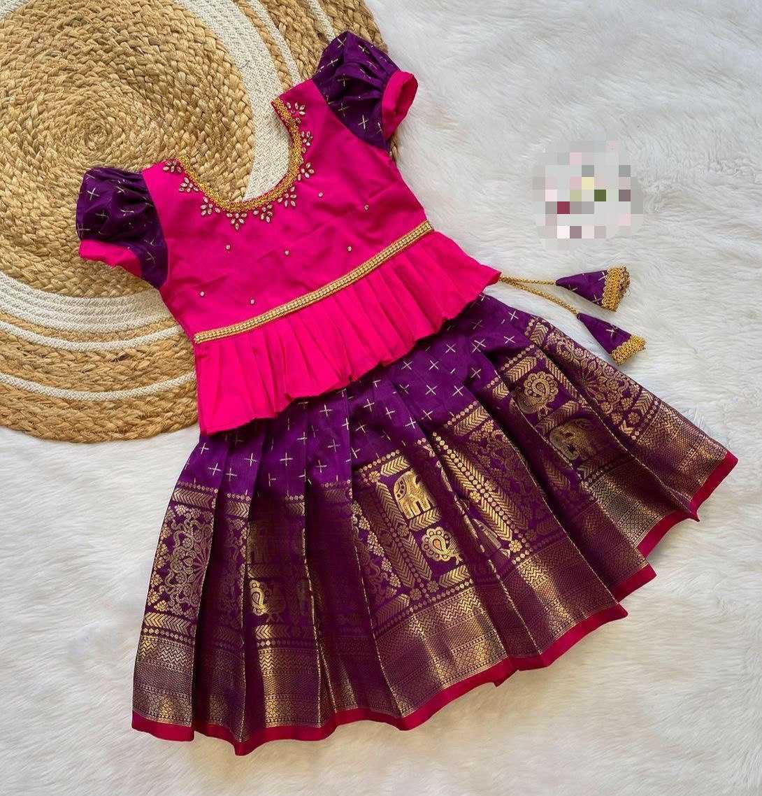 Ynf Banarasi Soft Silk RIN235 BANARAS Kids Wear Festive Collections Wholesale Kids Lehenga Kids Festive Wear Baby Girl Lehenga Manufacturer- Kids Exports