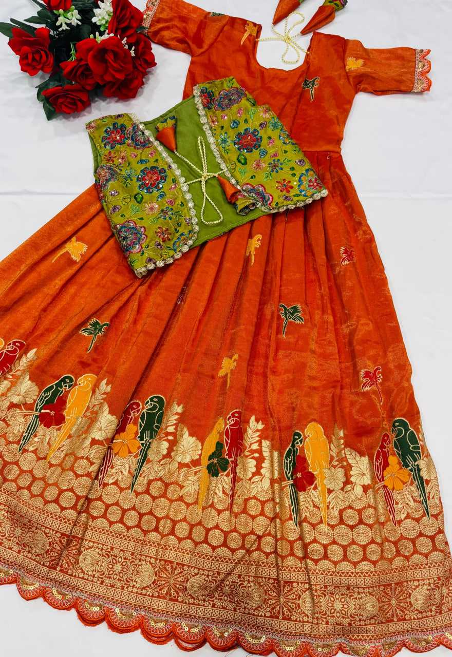 Ynf Crepe RIN235 SHAAT Kids Wear Festive Collections Wholesale Kids Gown Kids Ethnic Gowns Kids Festive Wear Manufacturer- Kids Exports