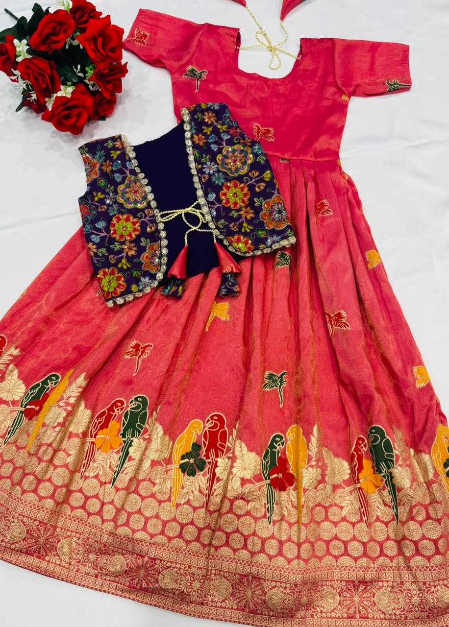 Ynf Crepe RIN235 SHAAT Kids Wear Festive Collections Wholesale Kids Gown Kids Ethnic Gowns Kids Festive Wear Manufacturer- Kids Exports