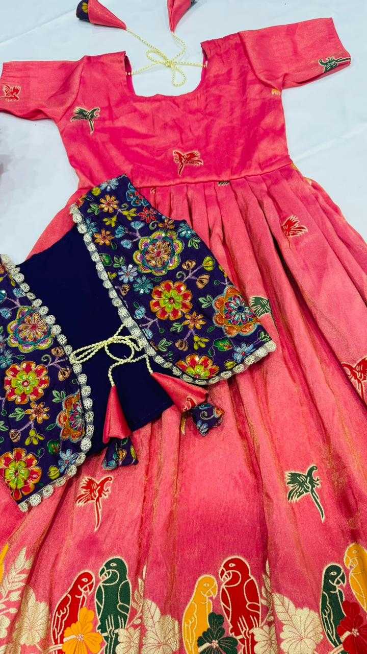 Ynf Crepe RIN235 SHAAT Kids Wear Festive Collections Wholesale Kids Gown Kids Ethnic Gowns Kids Festive Wear Manufacturer- Kids Exports