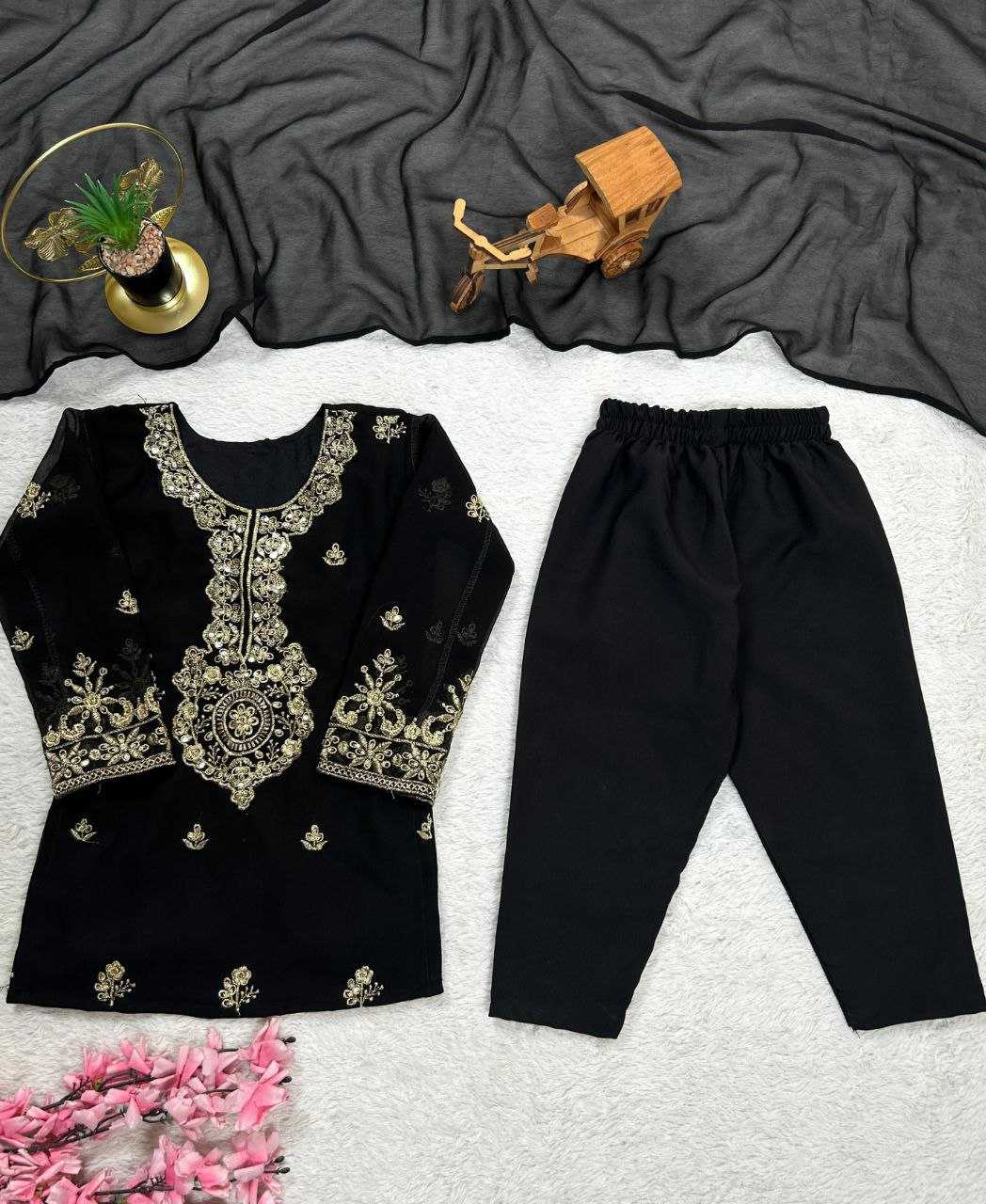 Ynf Faux Georgette KESH167 KAJAL Kids Wear Festive Collections Wholesale Kids Suit Embroidered Frock Ethnic Dresses For Kids Manufacturer- Kids Exports