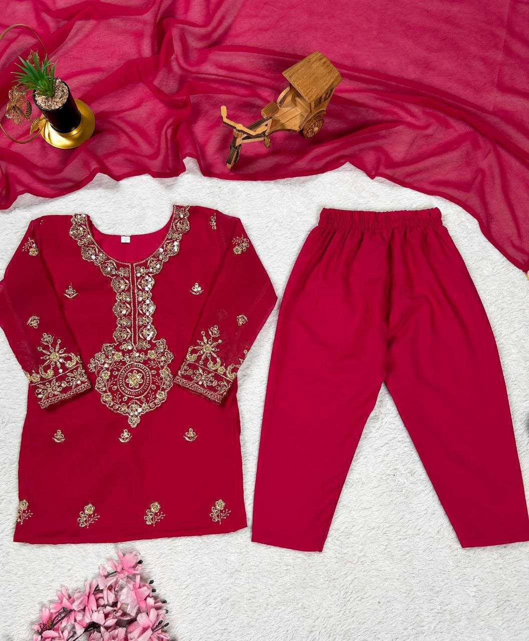 Ynf Faux Georgette KESH167 KAJAL Kids Wear Festive Collections Wholesale Kids Suit Embroidered Frock Ethnic Dresses For Kids Manufacturer- Kids Exports