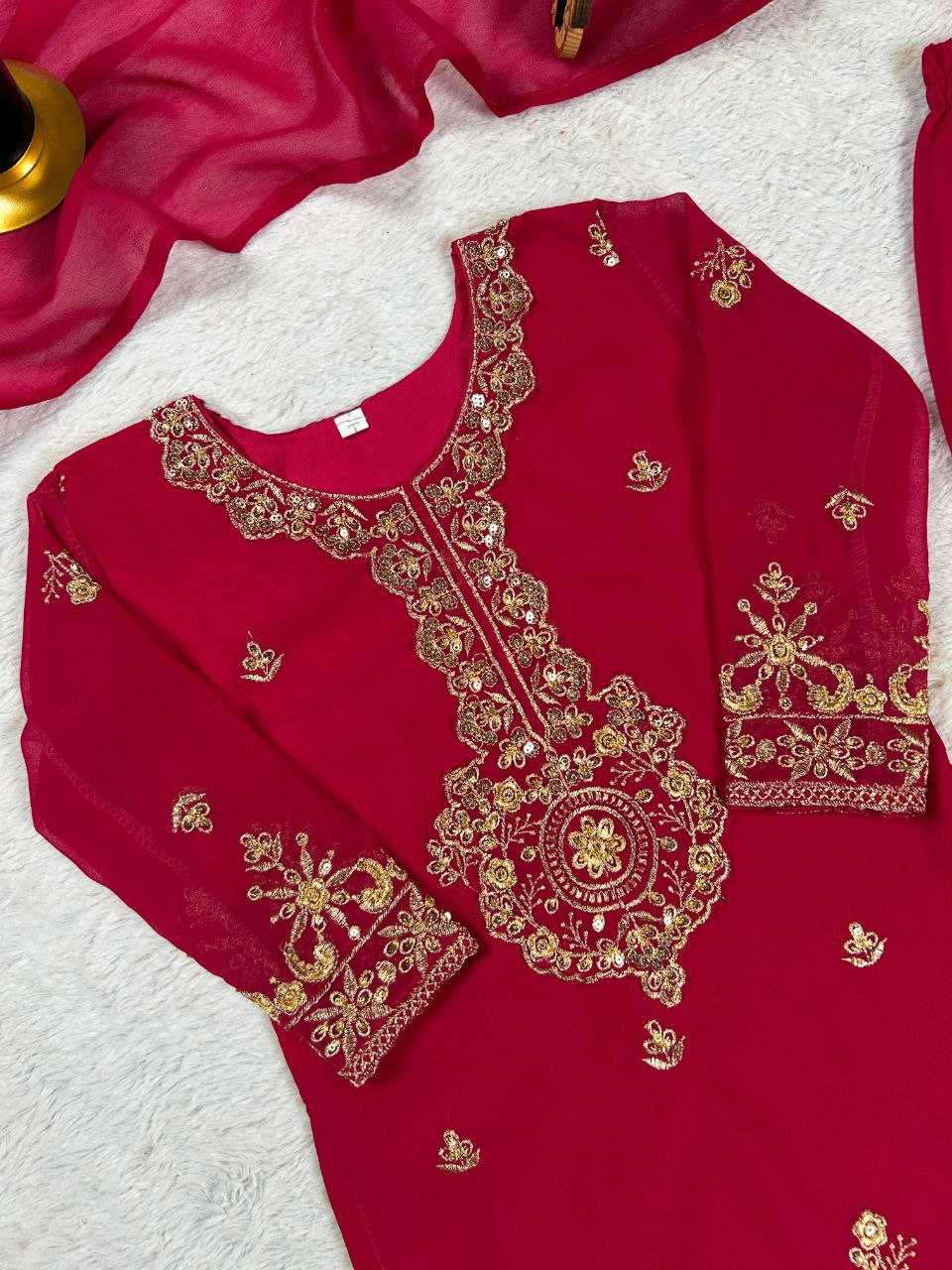 Ynf Faux Georgette KESH167 KAJAL Kids Wear Festive Collections Wholesale Kids Suit Embroidered Frock Ethnic Dresses For Kids Manufacturer- Kids Exports