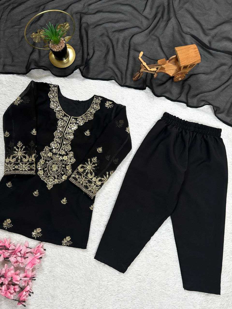 Ynf Faux Georgette KESH167 KAJAL Kids Wear Festive Collections Wholesale Kids Suit Embroidered Frock Ethnic Dresses For Kids Manufacturer- Kids Exports