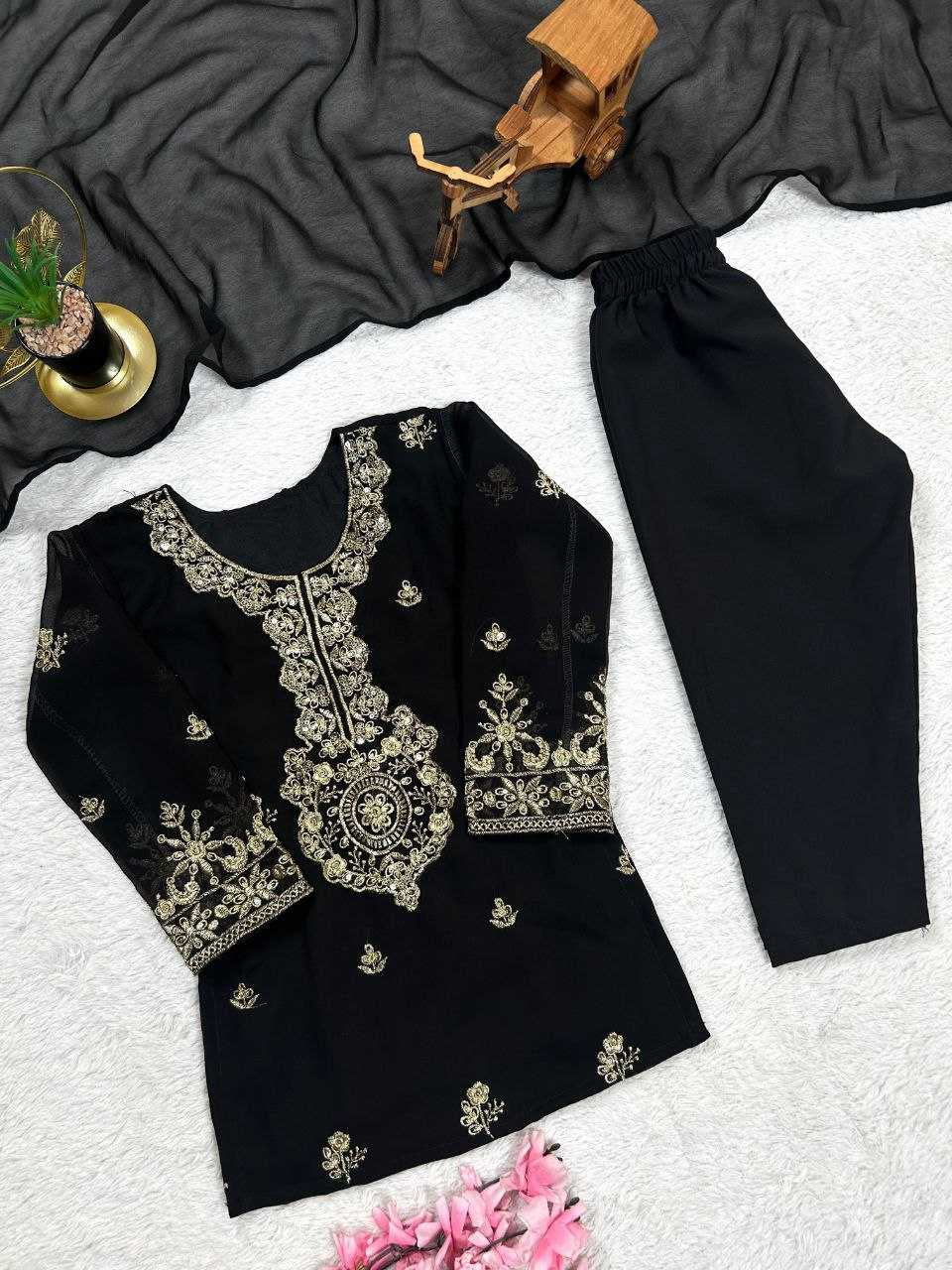 Ynf Faux Georgette KESH167 KAJAL Kids Wear Festive Collections Wholesale Kids Suit Embroidered Frock Ethnic Dresses For Kids Manufacturer- Kids Exports