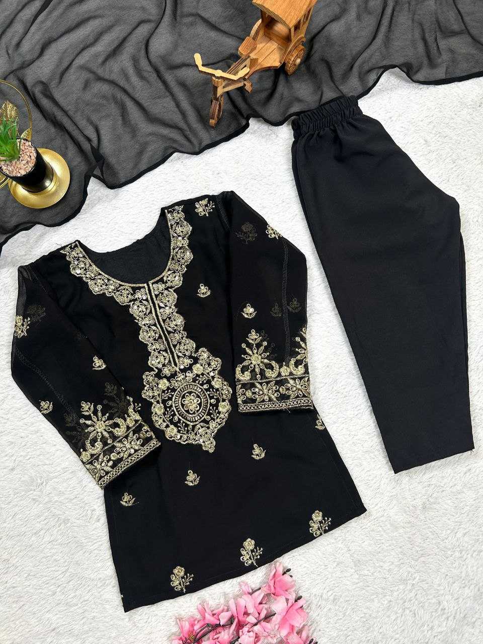 Ynf Faux Georgette KESH167 KAJAL Kids Wear Festive Collections Wholesale Kids Suit Embroidered Frock Ethnic Dresses For Kids Manufacturer- Kids Exports