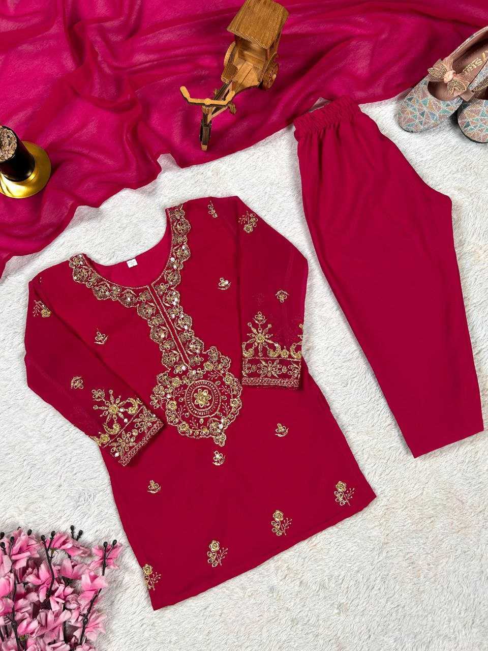 Ynf Faux Georgette KESH167 KAJAL Kids Wear Festive Collections Wholesale Kids Suit Embroidered Frock Ethnic Dresses For Kids Manufacturer- Kids Exports
