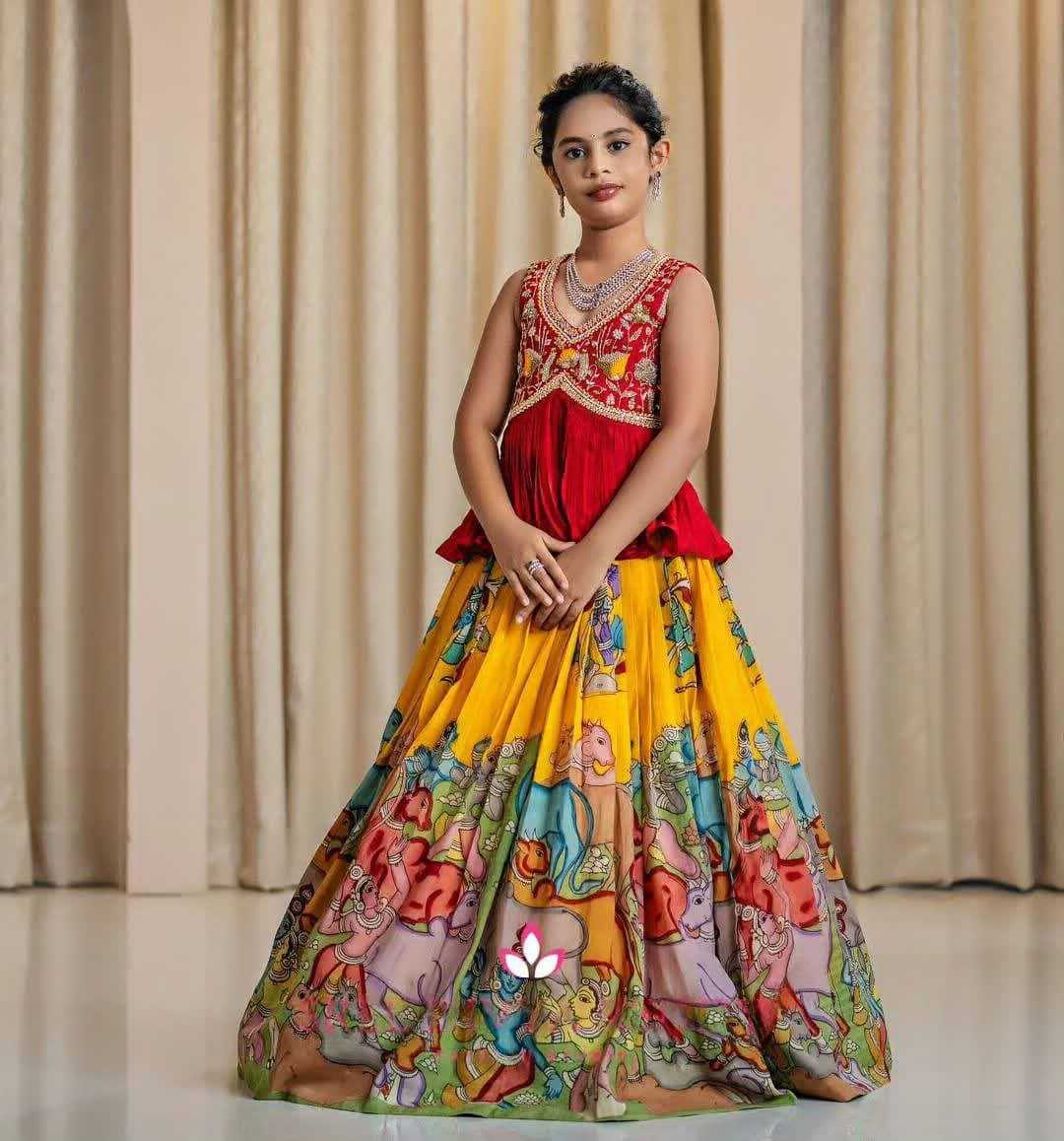 Ynf Faux Georgette KESH528 Kalma Kids Wear Wholesale Kids Lehenga Kids Ghagra Choli Kids Traditional Outfits Manufacturer- Kids Exports