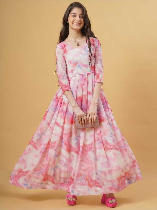 Ynf Georgette KESH334 kd Chiffon Kids Wear Wholesale Kids Gown Kids Frocks Kids Designer Frock Manufacturer- Kids Exports