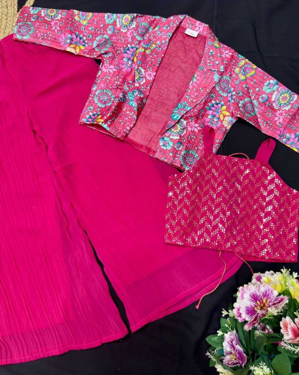 Ynf Georgette KESH461 179 Kids Wear Festive Collections Wholesale Kids Festive Wear Kids Indo-Western Wear Kids Traditional Jackets Manufacturer- Kids Exports